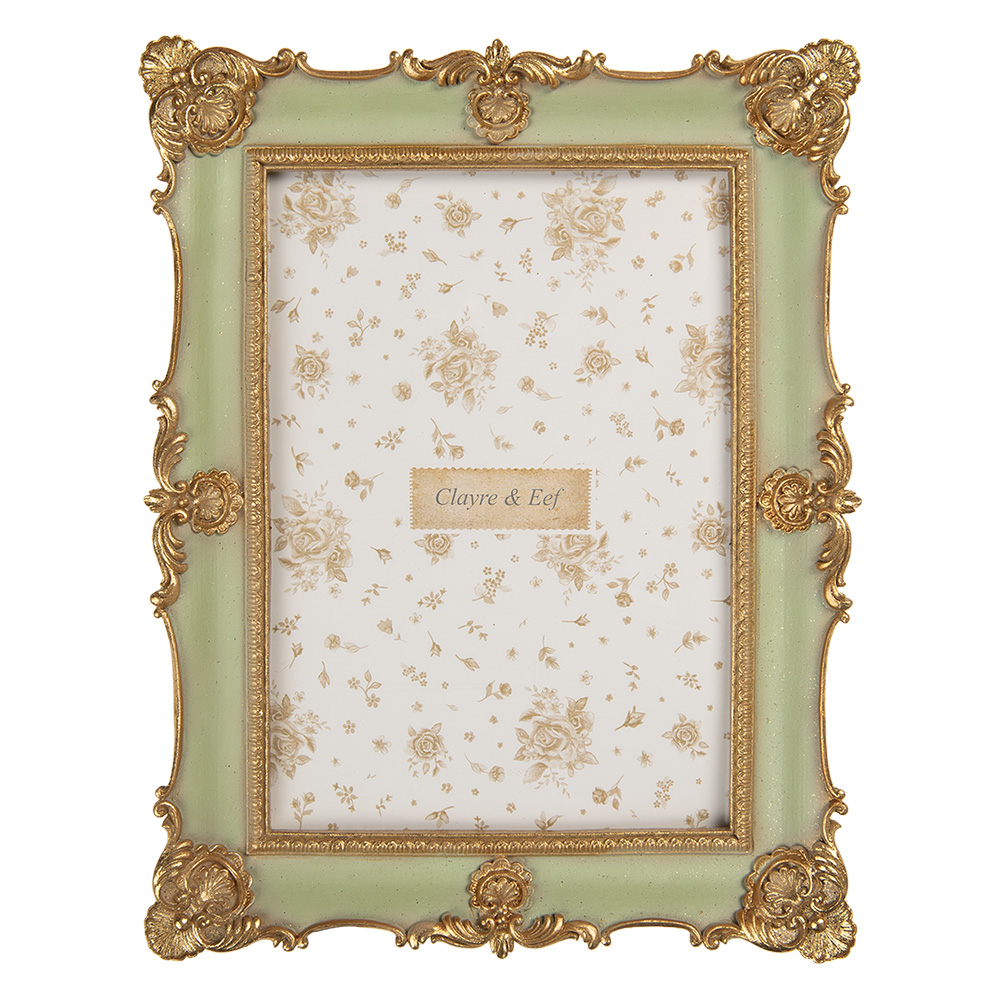 [2F1354M] Picture Frame Green Gold colored 18x2x23 cm / 13x18 cm