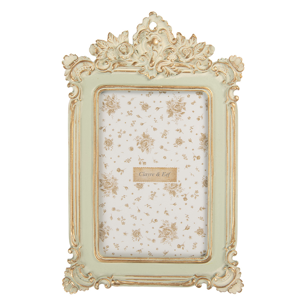 [2F1361S] Picture Frame Green Gold colored 15x2x24 cm / 10x15 cm