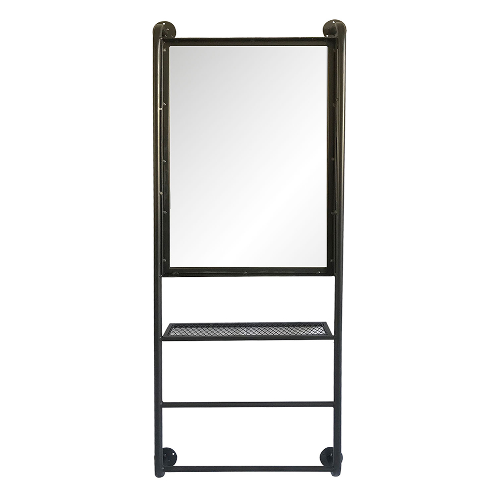 [52S187] Specchio da Parete Nero 48x10x124 cm