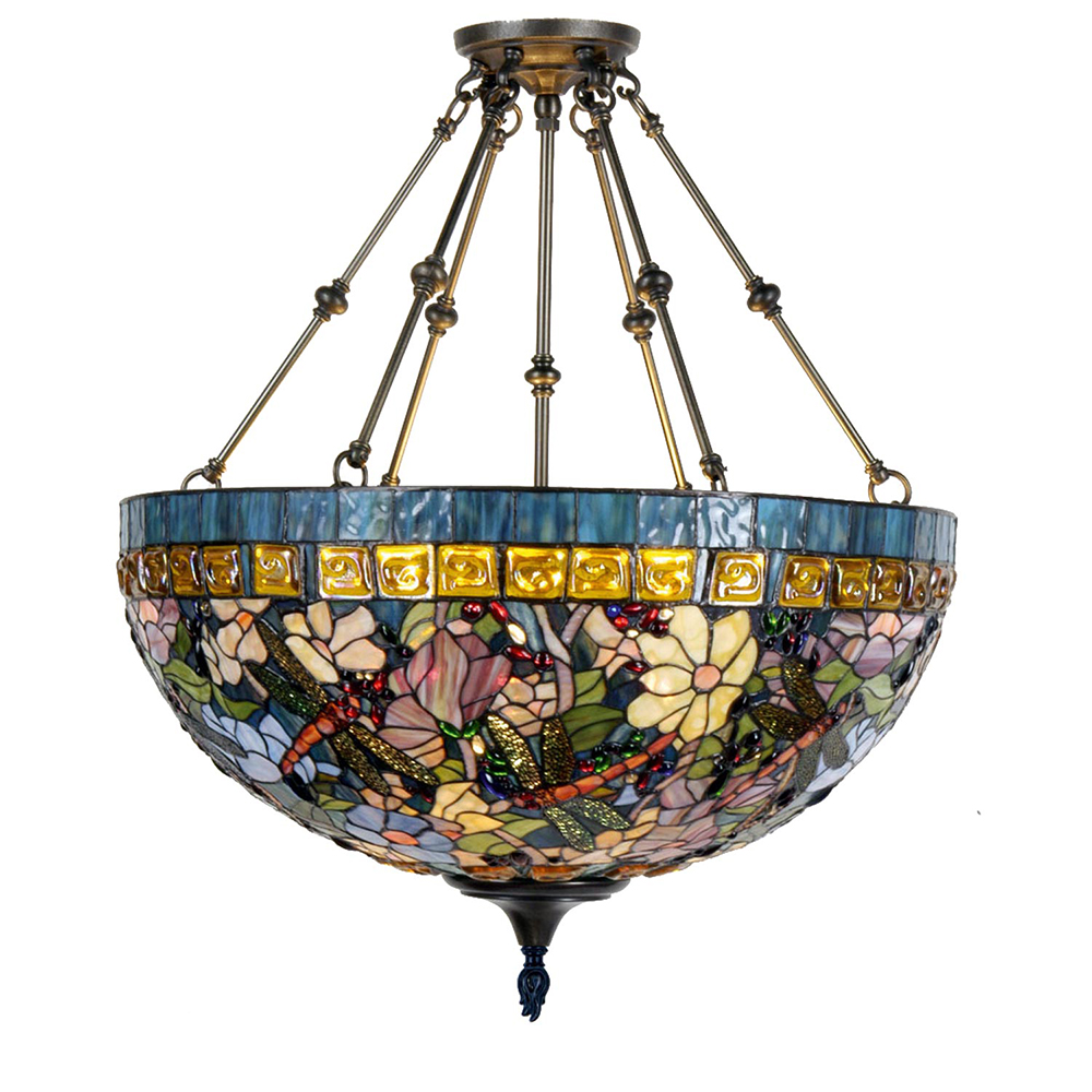 [5LL-5517] Pendant Lamp Tiffany Blue, Beige Ø 70x75 cm E27/max 6x60W