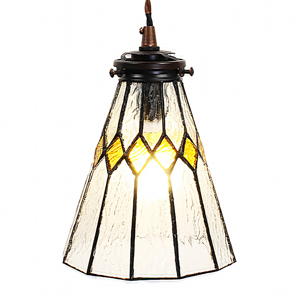 [5LL-6194] Suspension Tiffany Blanc, Jaune Ø 15x115 cm E14/max 1x40W