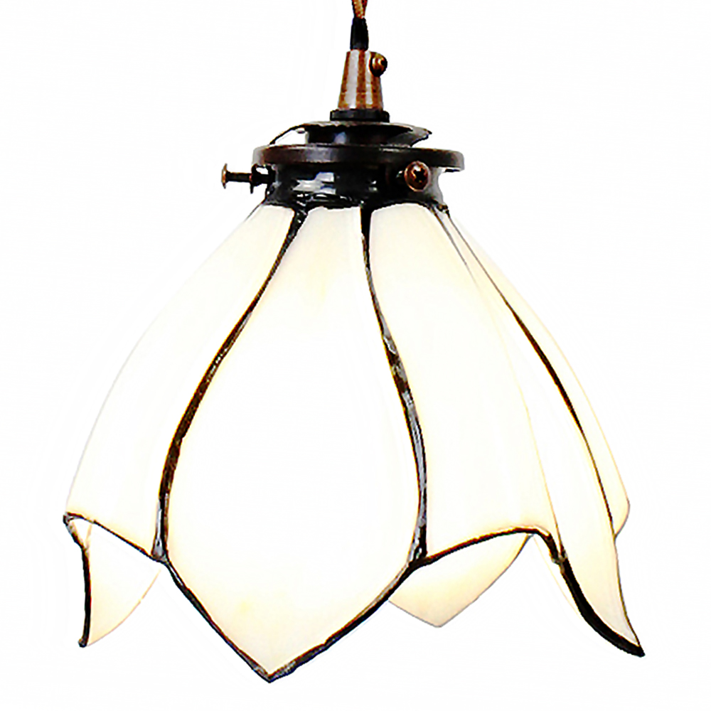 [5LL-6223] Suspension Tiffany Blanc, Jaune Ø 18x115 cm E14/max 1x25W
