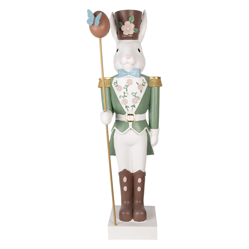 [5MG0050] Décoration Lapin Blanc Vert 28x23x96 cm