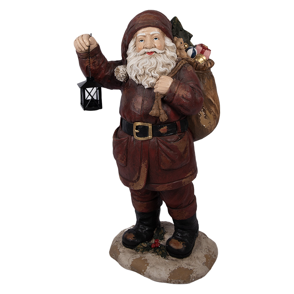 [5MG0072] Christmas Decoration Santa Claus Red Brown 37x39x82 cm