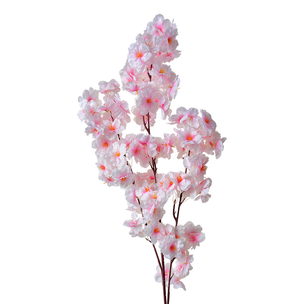 [5PL0072] Deko Ast mit Blumen Rosa Weiß 20x10x106 cm