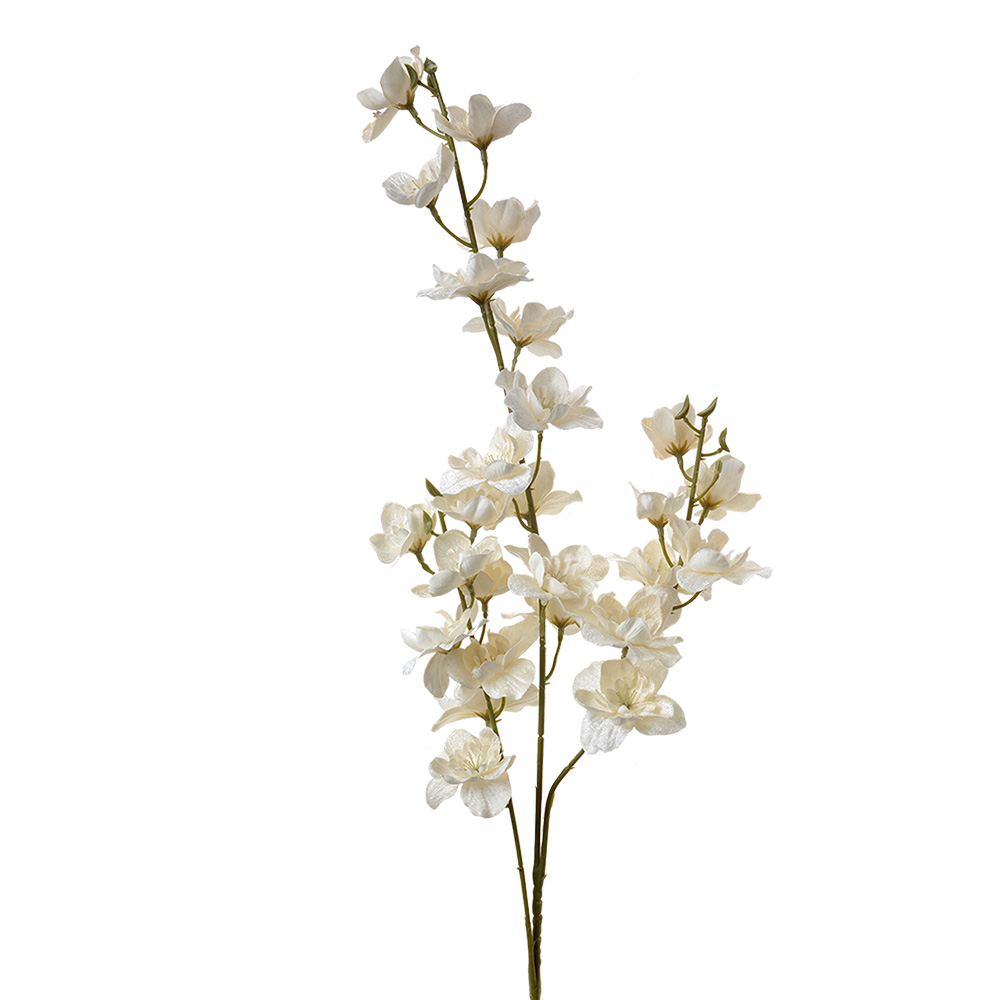 [5PL0114W] Branche de décoration avec fleurs Blanc 10x10x110 cm