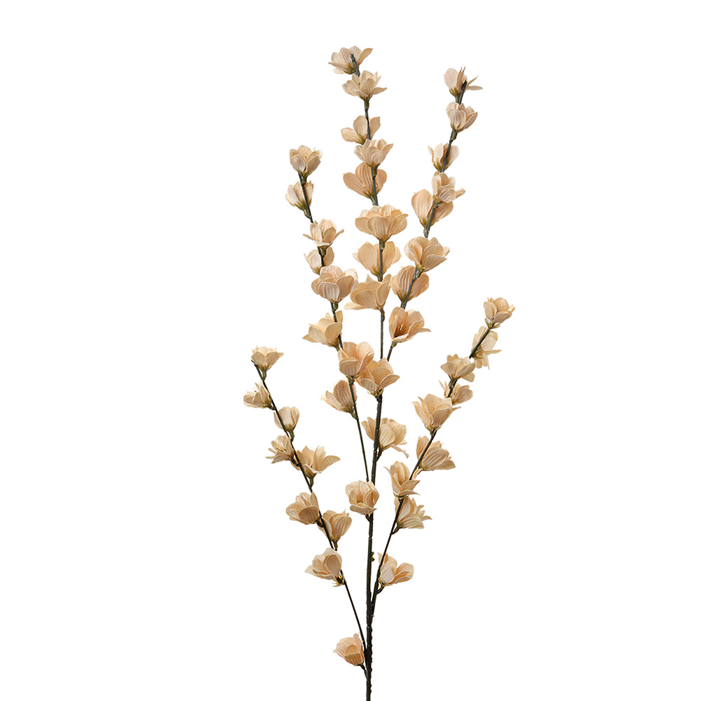 [5PL0115W] Decorative Artificial Branch with flowers Beige 6x6x102 cm