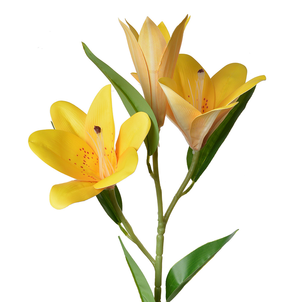 [5PL0119Y] Branche de décoration avec fleurs Jaune Vert 17x12x71 cm