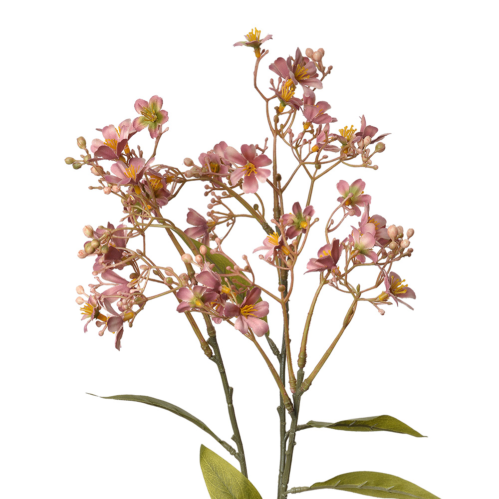 [5PL0122P] Decorative Artificial Branch with flowers Pink Green 15x7x70 cm