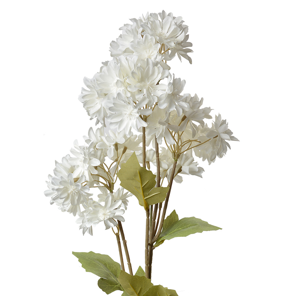 [5PL0125W] Branche de décoration avec fleurs Blanc Vert 17x9x72 cm