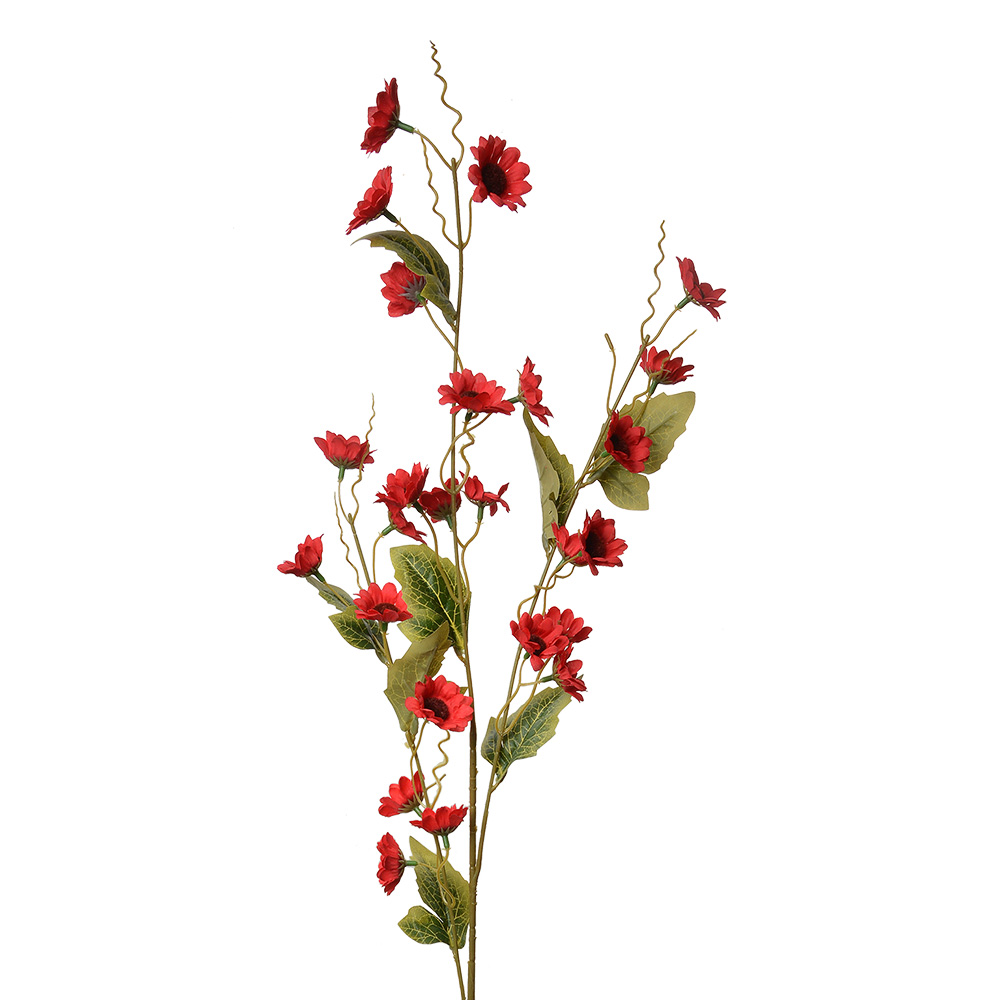 [5PL0134BU] Decorative Artificial Branch with flowers Burgundy Green 25x6x107 cm