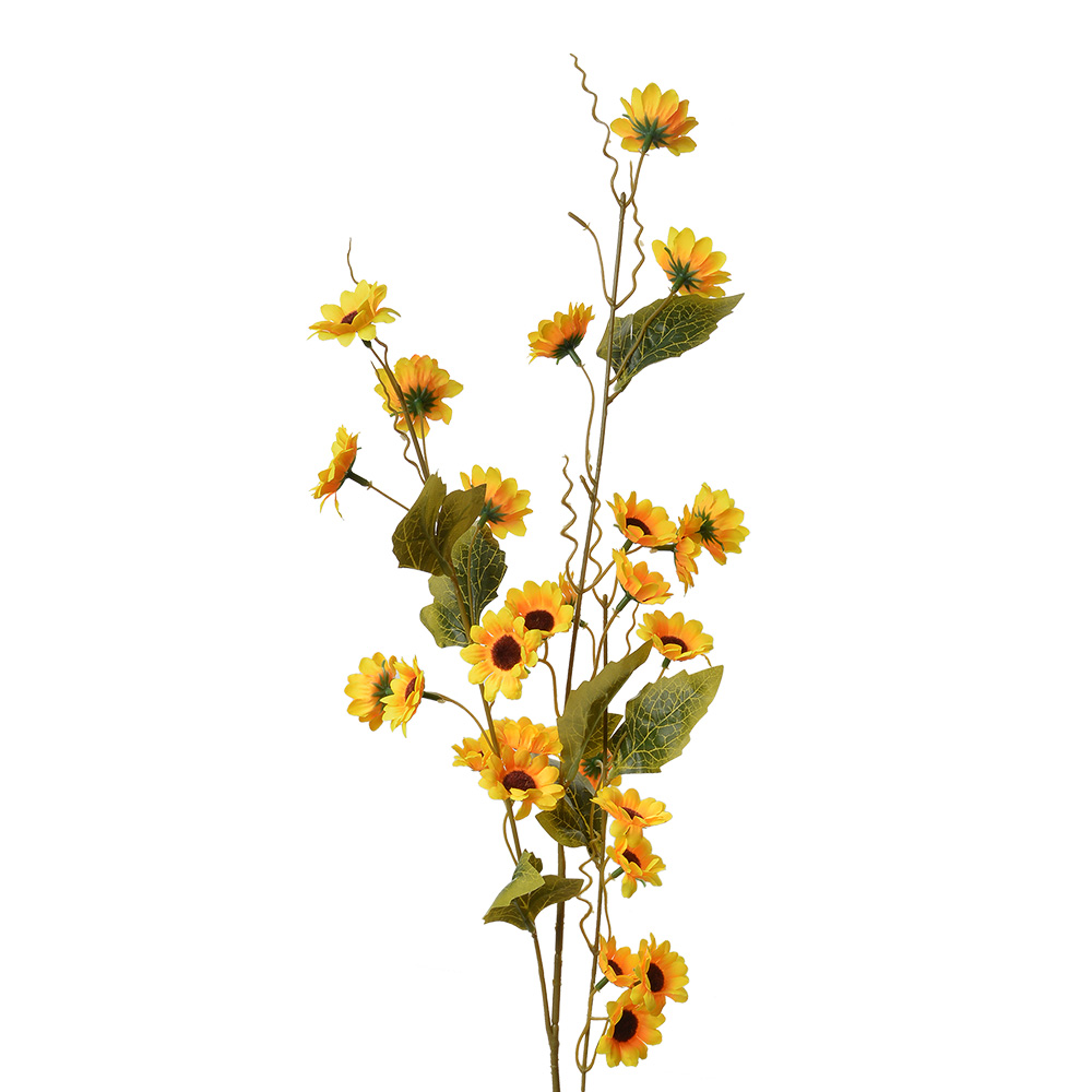 [5PL0134Y] Rami Artificiali Decorativi con fiori Giallo Verde 25x6x107 cm
