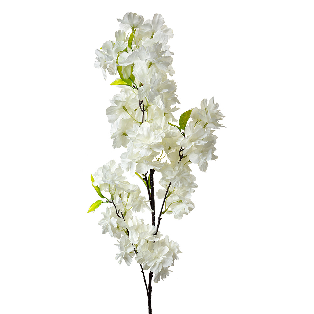 [5PL0156] Decorative Artificial Branch with flowers White Brown 20x8x104 cm