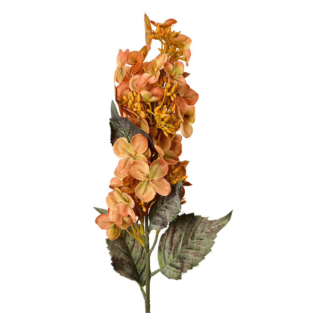 [5PL0162CH] Branche de décoration avec fleurs Orange Vert 10x8x71 cm