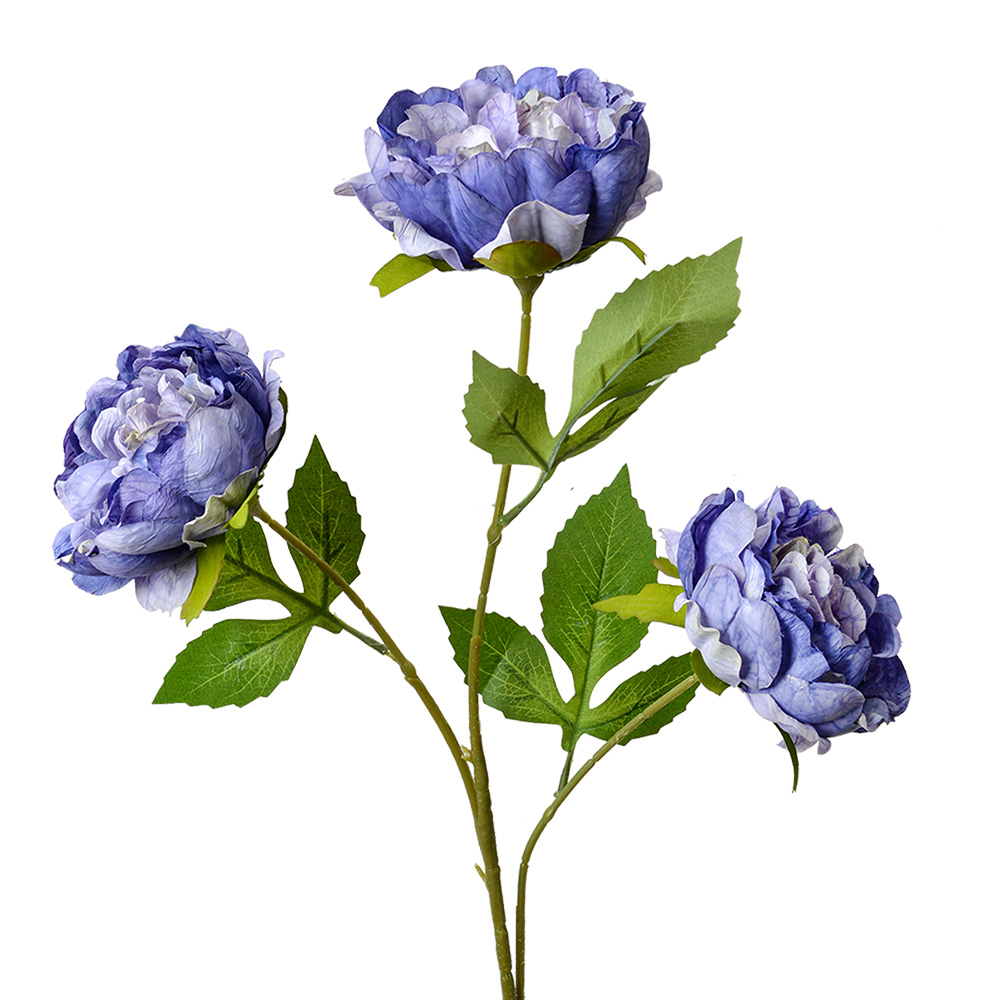 [5PL0166BL] Deko Ast mit Blumen Violett Grün 12x8x80 cm