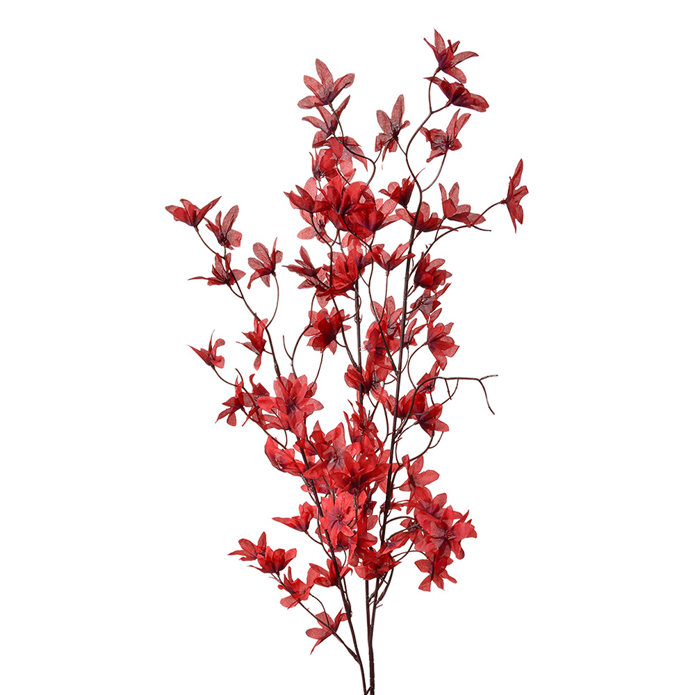 [5PL0167R] Branche de décoration avec fleurs Rouge Vert 6x6x110 cm