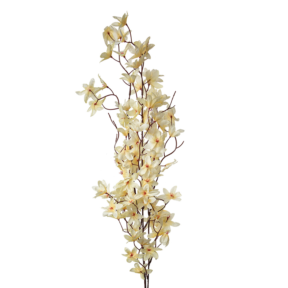 [5PL0167Y] Branche de décoration avec fleurs Jaune Vert 6x6x110 cm