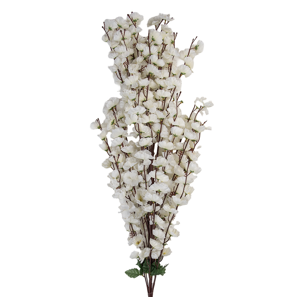 [5PL0168BE] Branche de décoration avec fleurs Beige Vert 15x10x100 cm