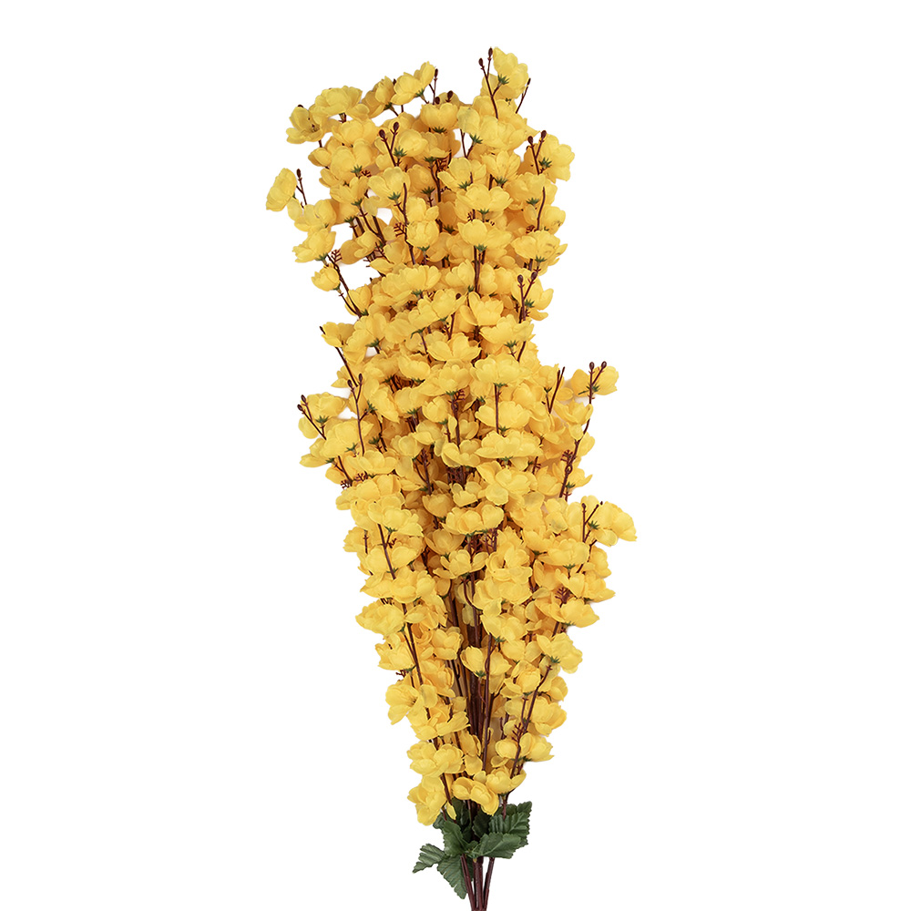 [5PL0168Y] Rami Artificiali Decorativi con fiori Giallo Verde 15x10x100 cm
