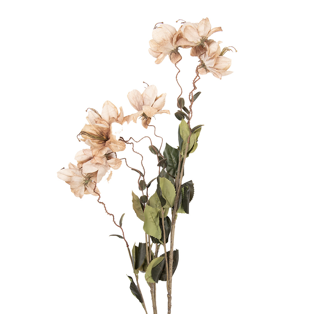 [5PL0258BE] Rami Artificiali Decorativi con fiori Beige Verde 14x14x120 cm