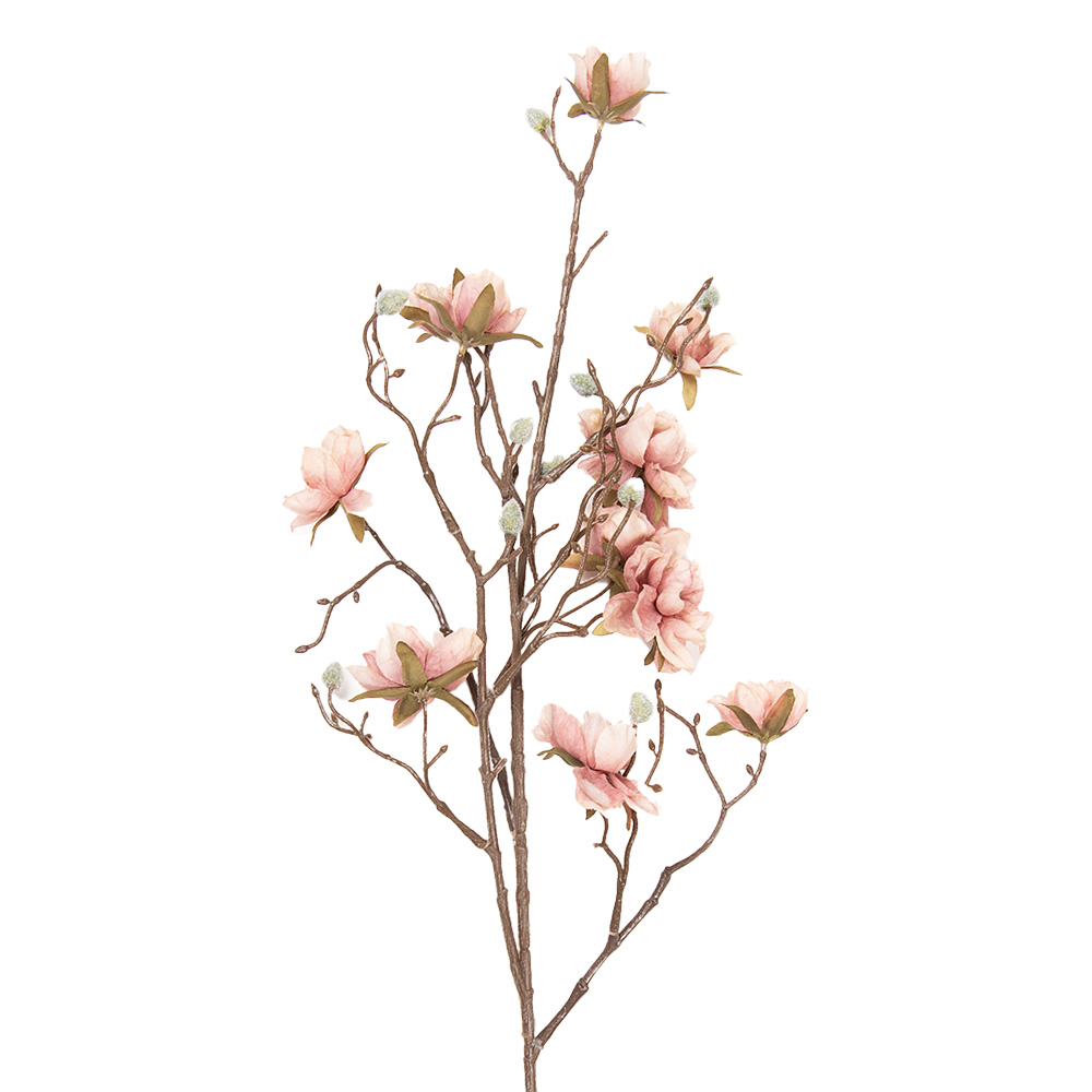 [5PL0259] Decorative Artificial Branch with flowers Pink Brown 15x20x90 cm