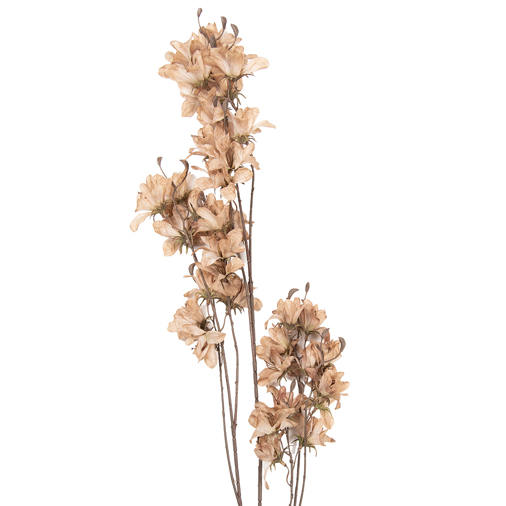 [5PL0263BE] Branche de décoration avec fleurs Beige Brun 14x16x120 cm