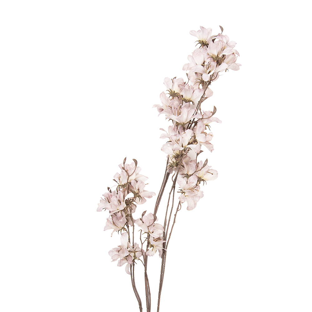 [5PL0263W] Deko Ast mit Blumen Weiß Braun 14x16x120 cm
