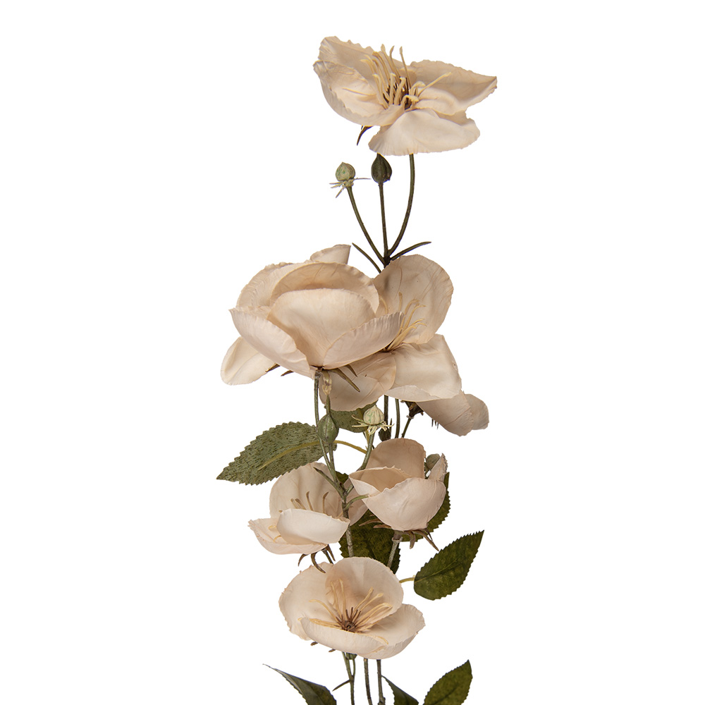 [5PL0268W] Deko Ast mit Blumen Weiß Grün 10x14x80 cm