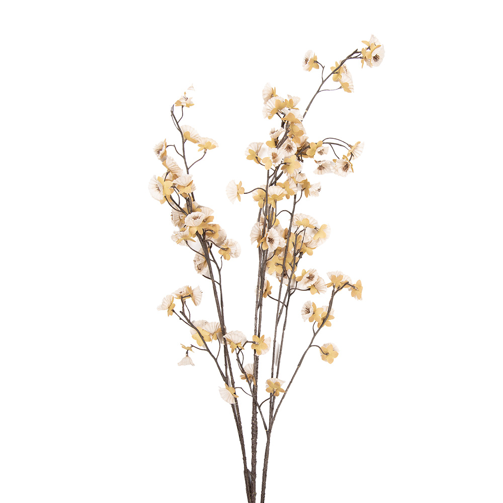 [5PL0269BE] Rami Artificiali Decorativi con fiori Beige Marrone 15x15x135 cm