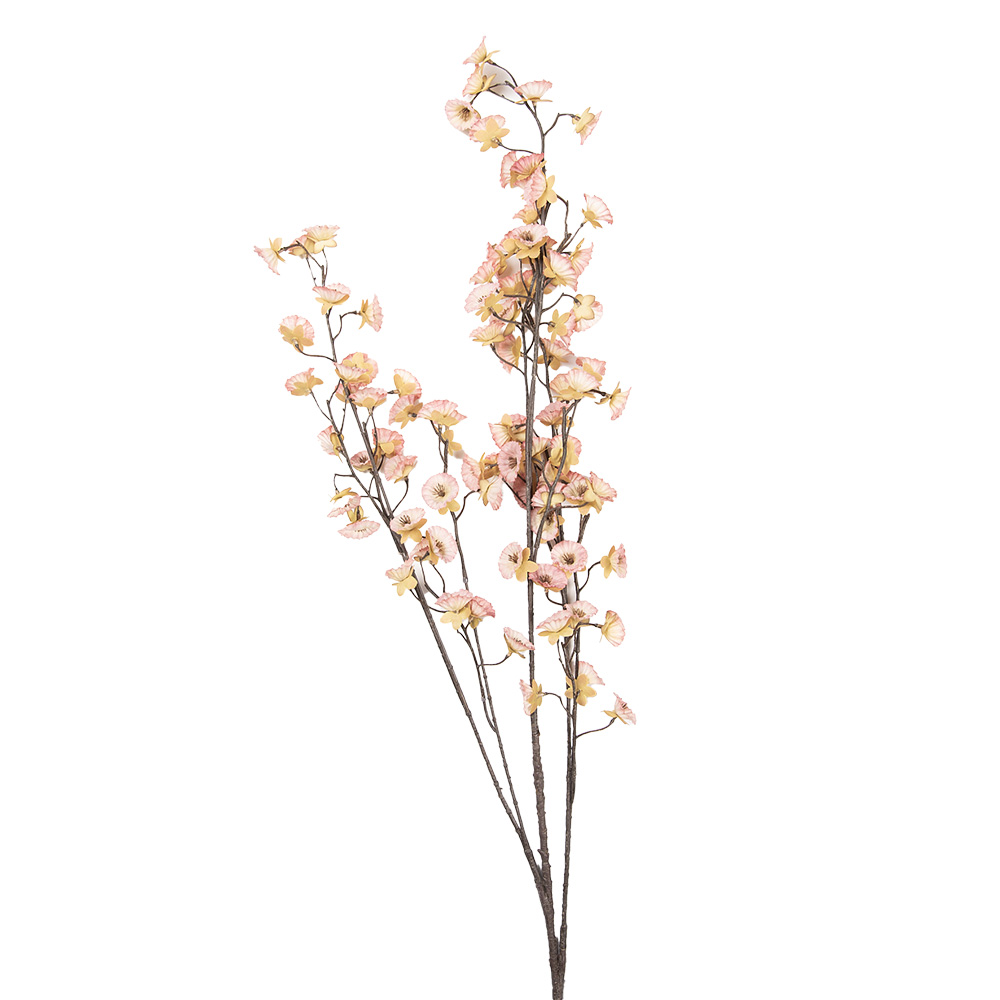 [5PL0269P] Decorative Artificial Branch with flowers Pink Brown 15x15x135 cm