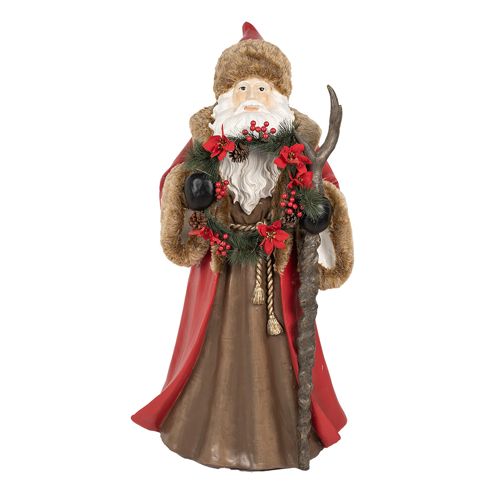 [5PR0138] Decorazione Babbo Natale Rosso Marrone 65x49x122 cm