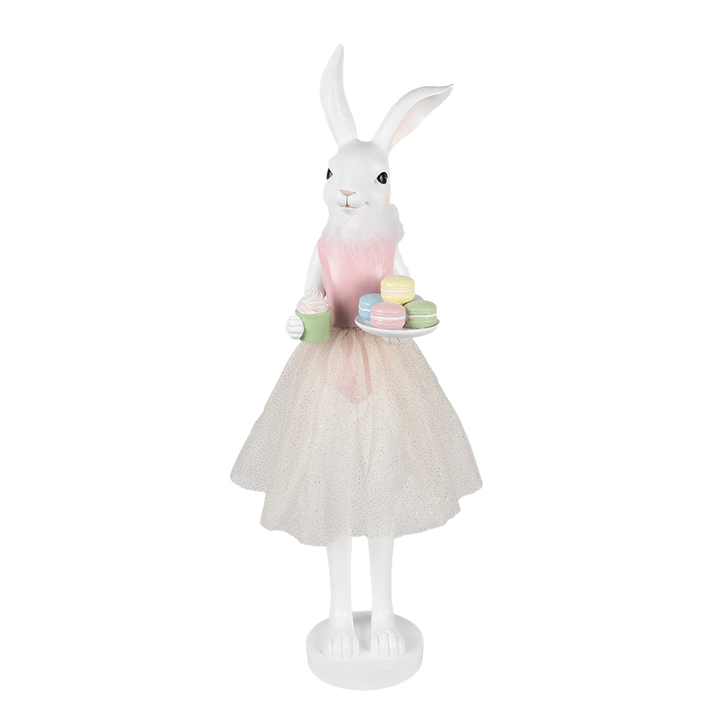 [5PR0151] Decoration Rabbit White Pink 20x17x76 cm