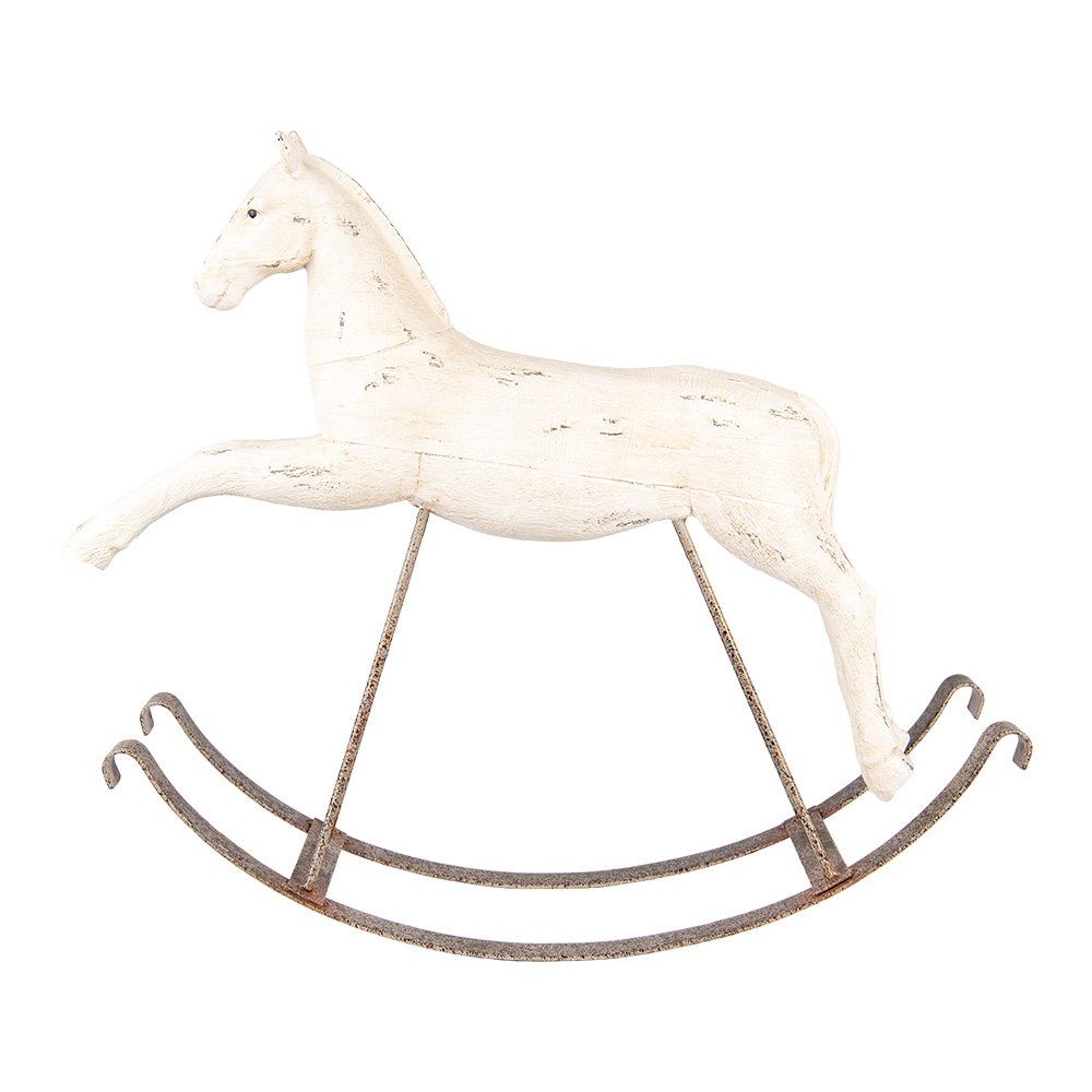 [5PR0176] Décoration Cheval à bascule Blanc 61x15x51 cm
