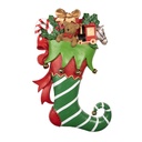 Wanddeko Weihnachtsstrumpf Grün Rot 54x12x78 cm
