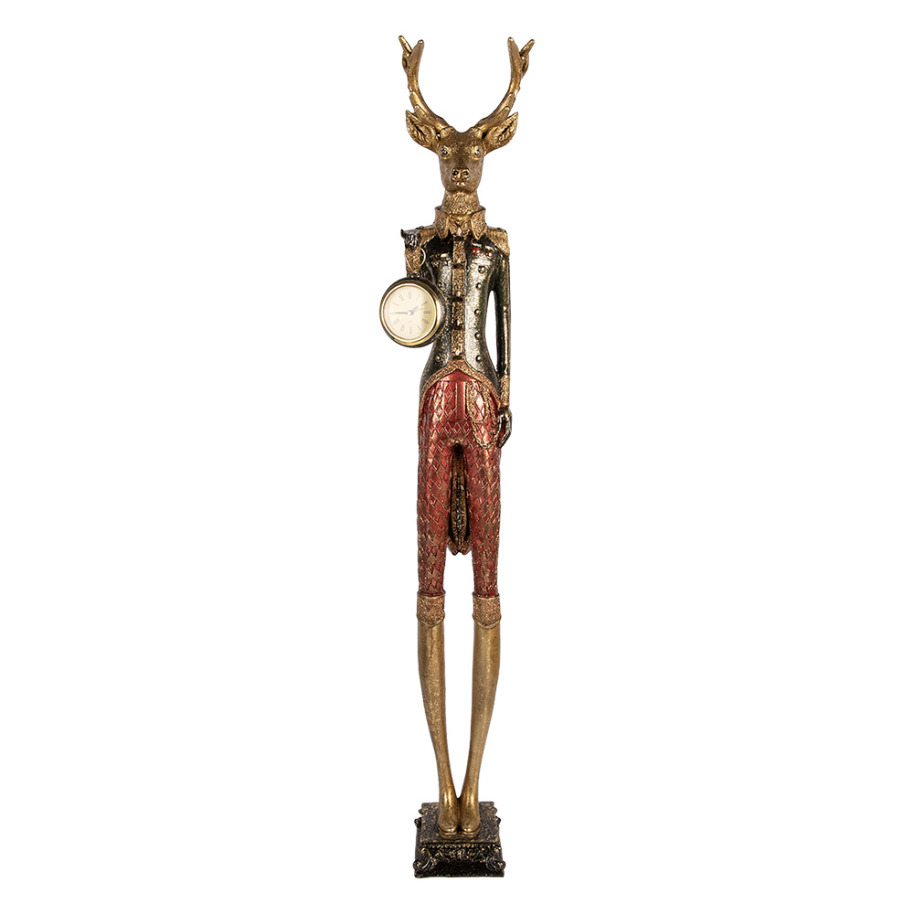 [5PR0200] Decoratie hert met klokje 14x15x88 cm