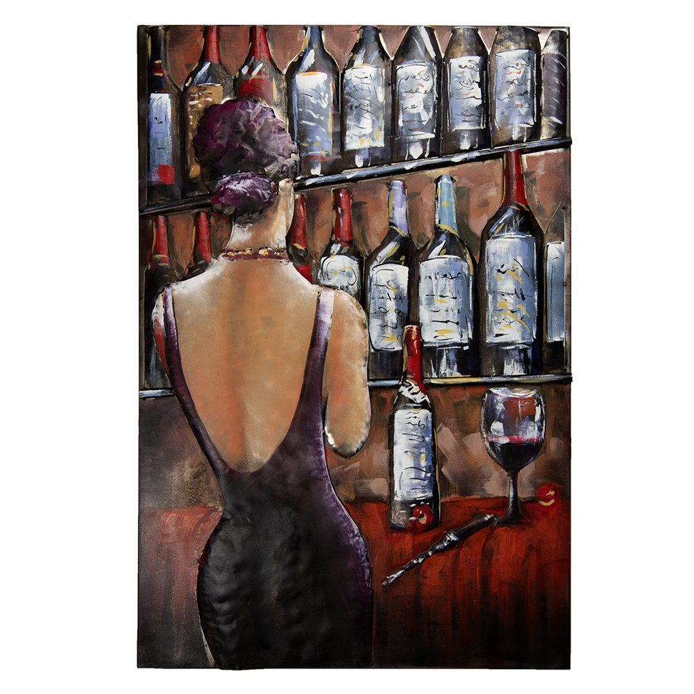 [5WA0178] Muro decorazione donna al bar 80x5x120 cm