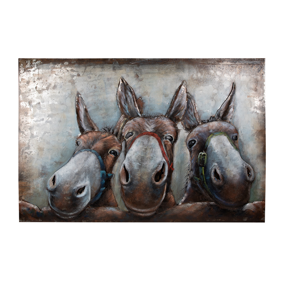 Wanddecoratie ezels 120x6x80 cm