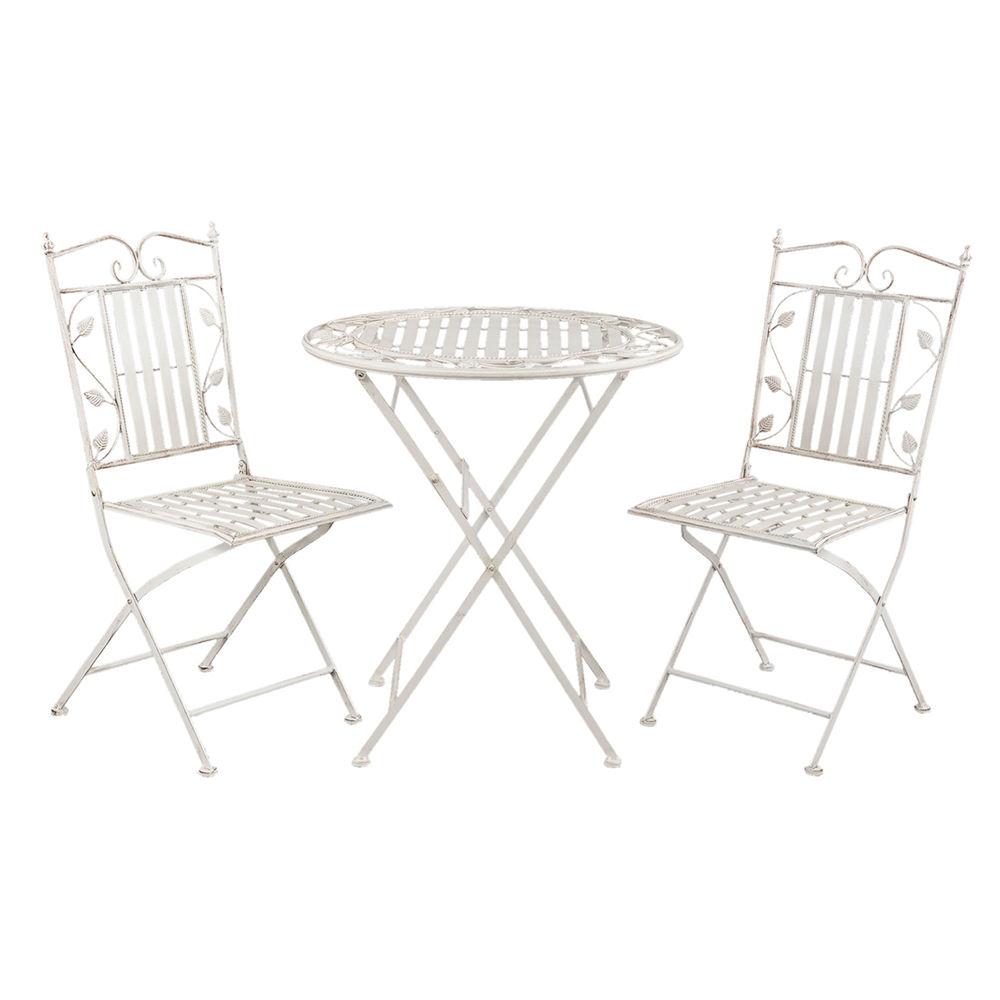[5Y0385] Tafel + 2 stoelen Ø 70x77 / 40x52x93 cm (2)