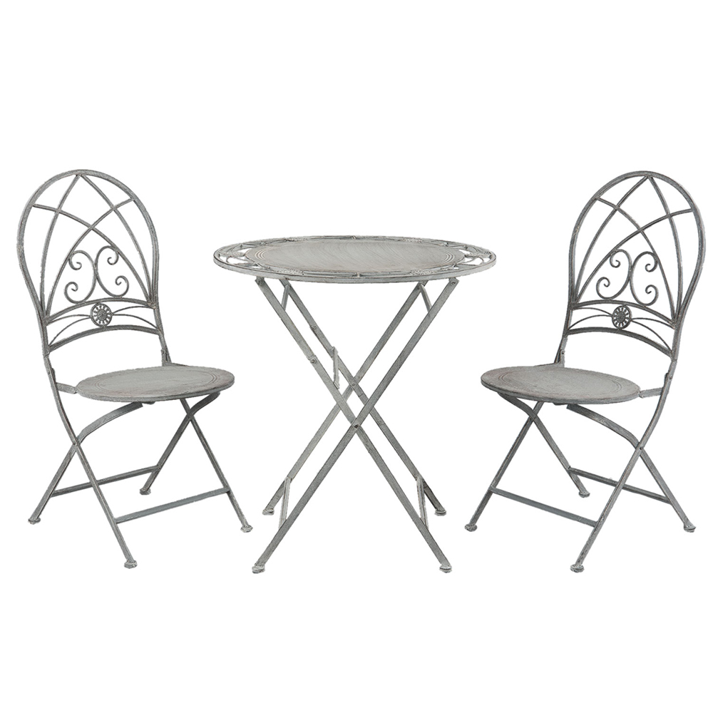 [5Y0387] Tafel + 2 stoelen Ø 70x76 / 42x54x93 cm (2)