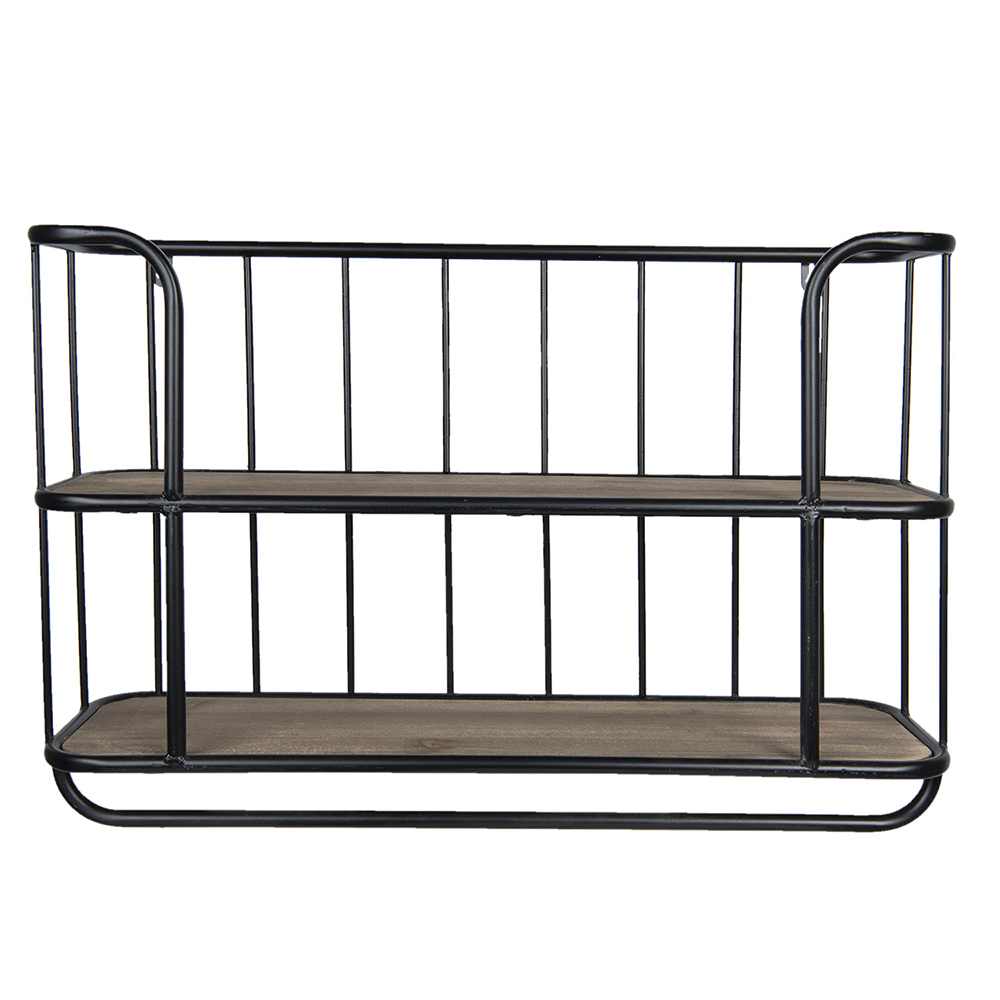 [5Y0555] Wandrek metaal en hout 66x20x44 cm