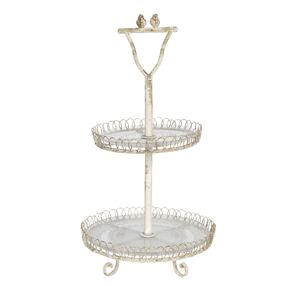 [5Y0728] 2-Tier Cake Stand White Ø 36x65 cm