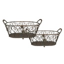 Aufbewahrungskörbe 2er Set Grün, Braun 60x30x26 / 49x23x22 cm