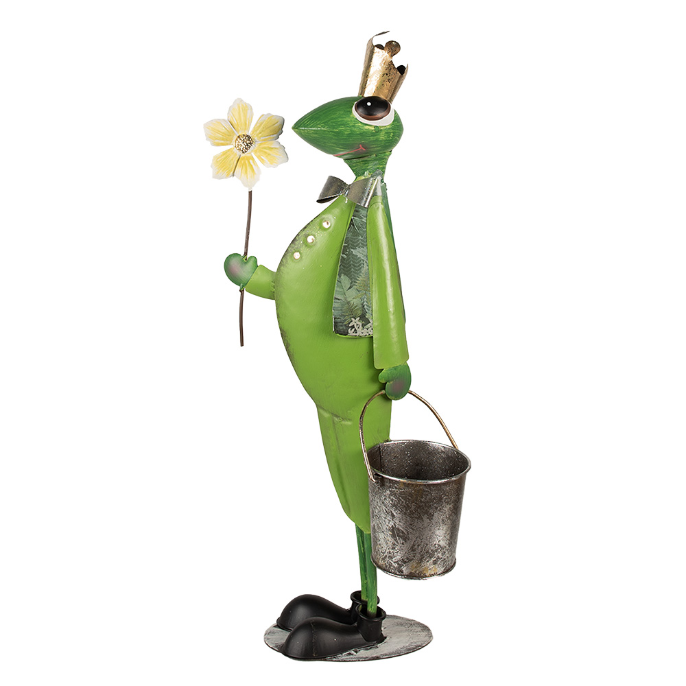 [5Y1218] Statua Decorativa Ranocchio Verde 29x15x67 cm