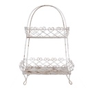 2-Tier Cake Stand White Brown 47x24x66 cm