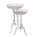 Plant Table White Brown (2) Ø 52x84/ Ø 42x66 cm