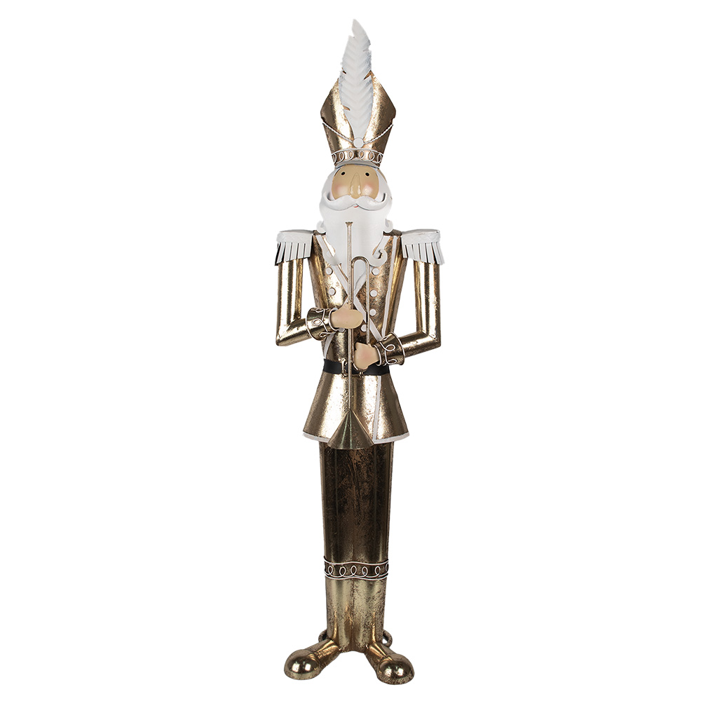 [5Y1248] Decoration Statue Nutcracker Gold colored 28x19x102 cm