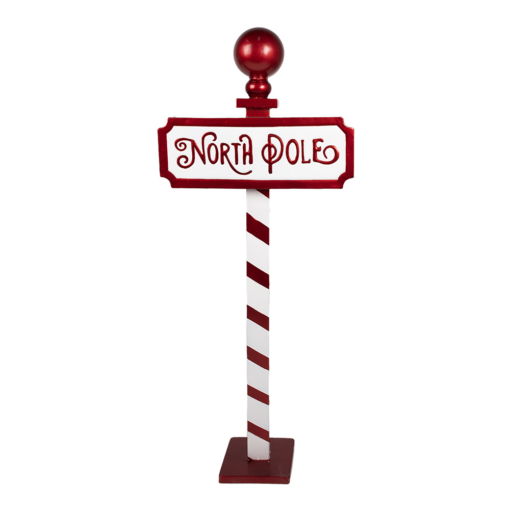 [5Y1254] Décoration de Noël North Pole Rouge Blanc 46x18x110 cm