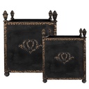 Pots à fleurs d'intérieur (lot de 2) Noir Marron 42x42x51 / 32x32x41 cm