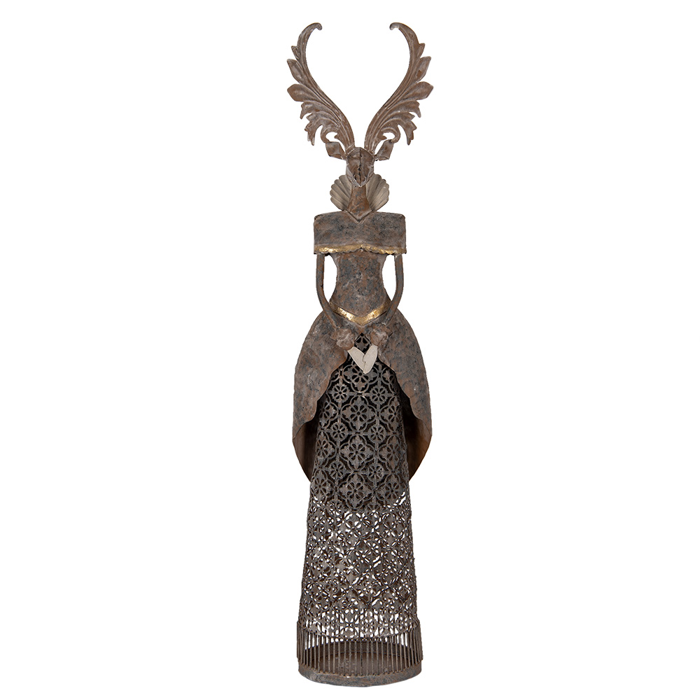 [5Y1329] Decoration Reindeer Brown Grey 20x11x81 cm