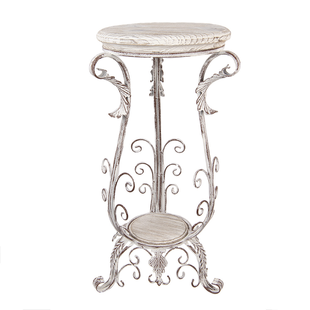 [5Y1336] Plant Table White Brown 40x40x75